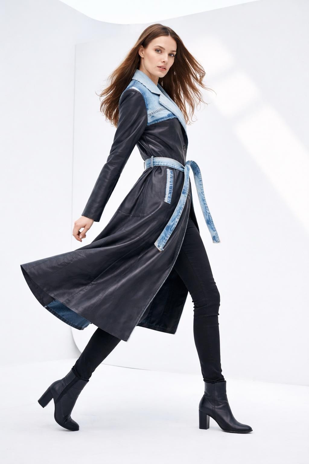 Vintage Long leather Jacket by Anna Gabelli