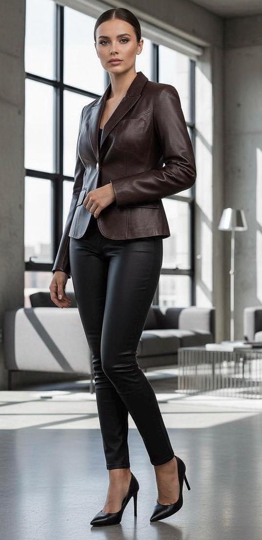 Sexy Short Fitted Leather Jacket