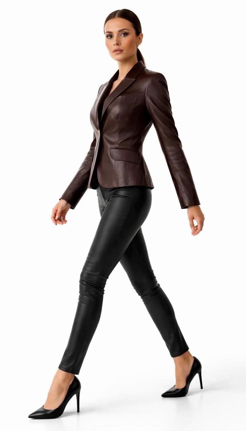 Sexy Short Fitted Leather Jacket