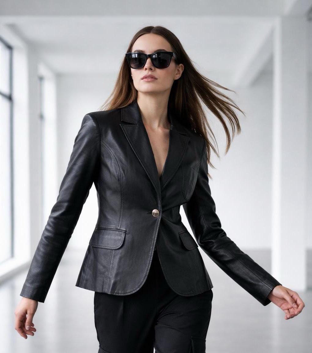 Black Leather Short Blazer