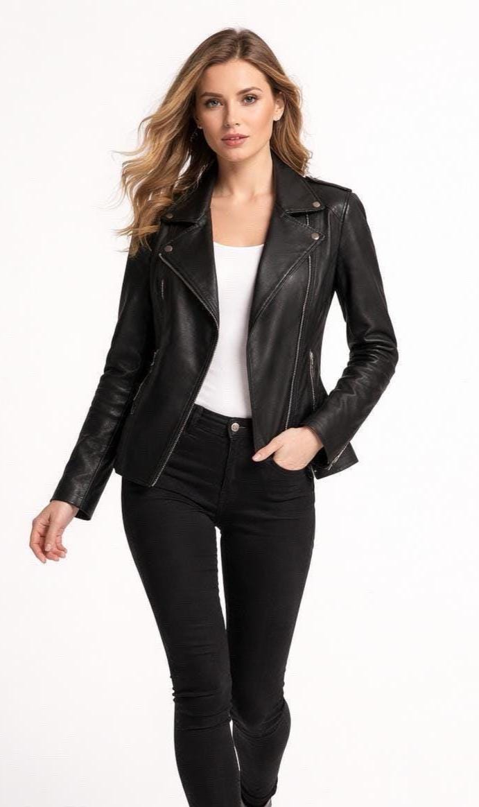 Sexy Leather Biker Jacket for Women