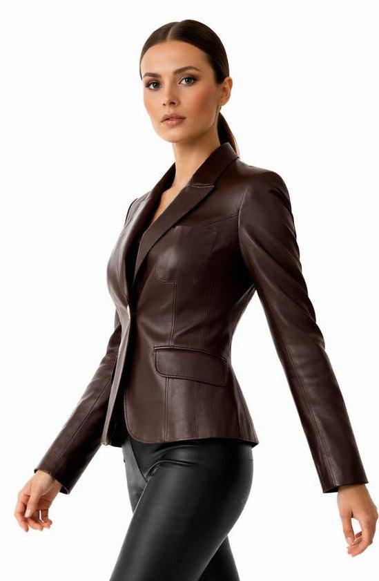 Chic Fitted Short Leather Jacket