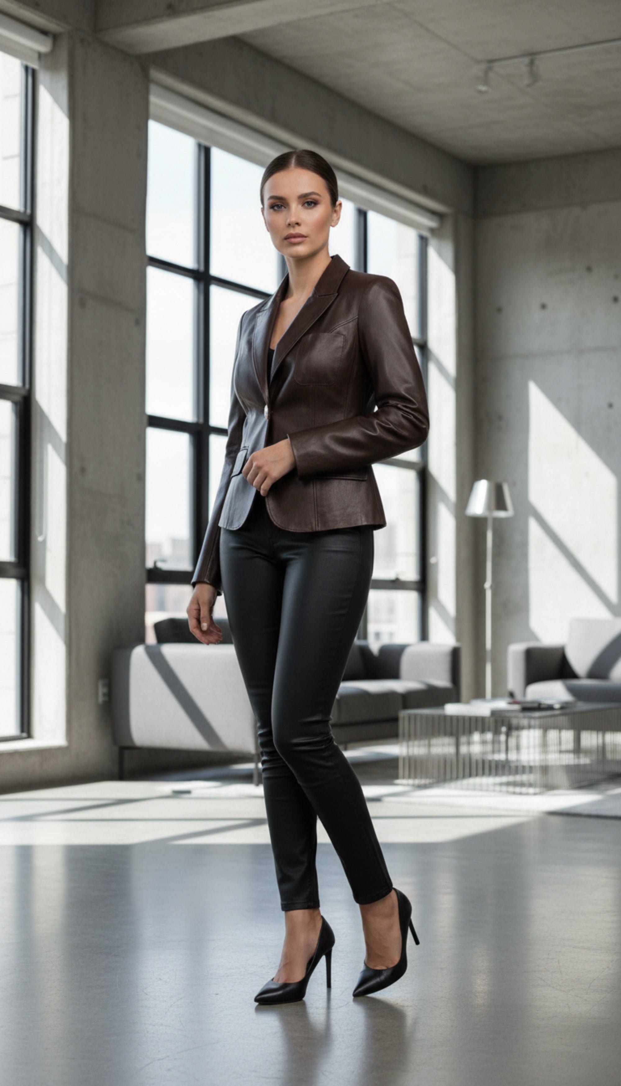 Fitted short Leather Blazer by GabelliDesign