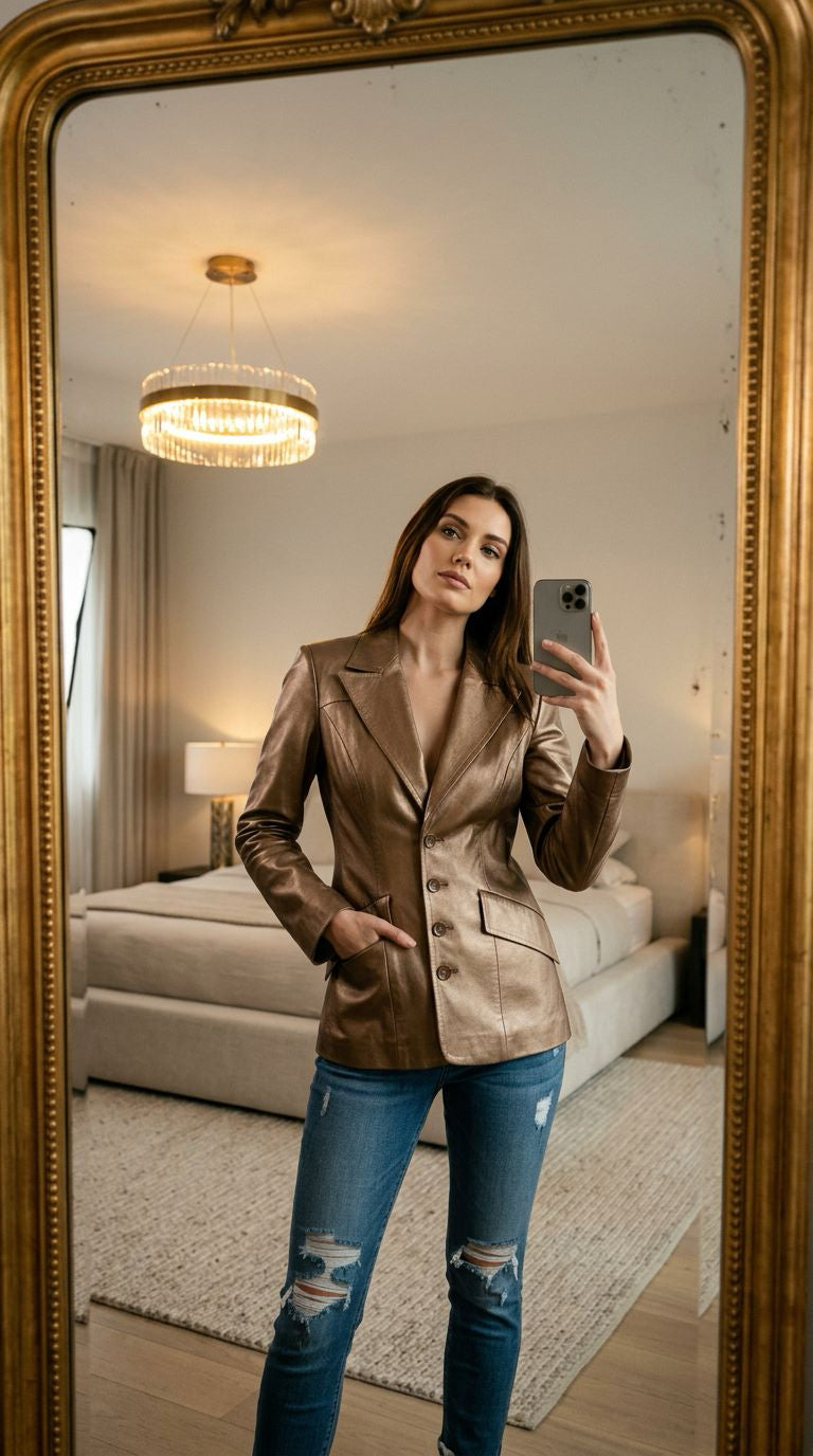 Vintage Leather Fitted Blazer (Copy) by GabelliDesign