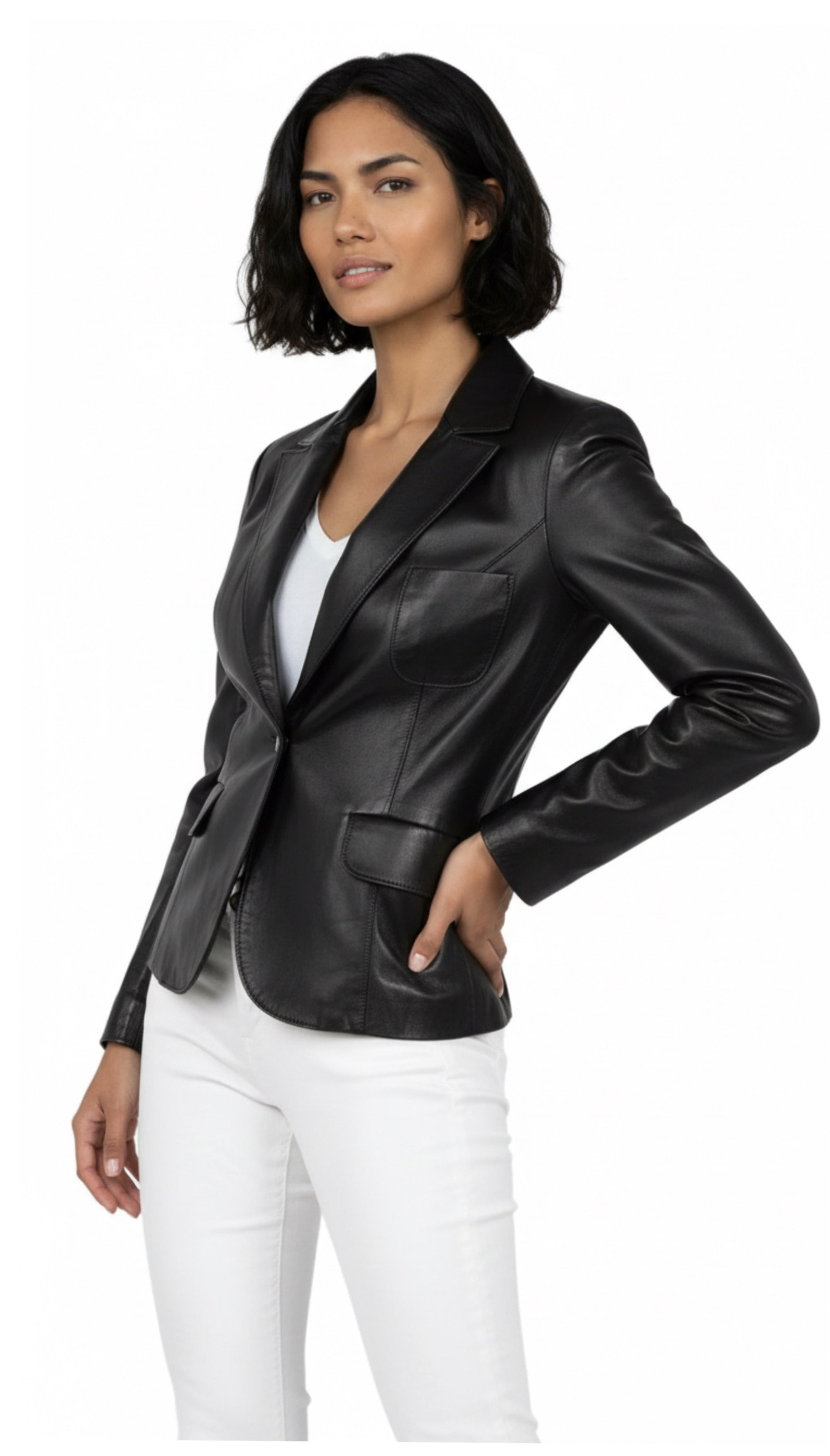 Chic Fitted Short Leather Jacket by GabelliDesign