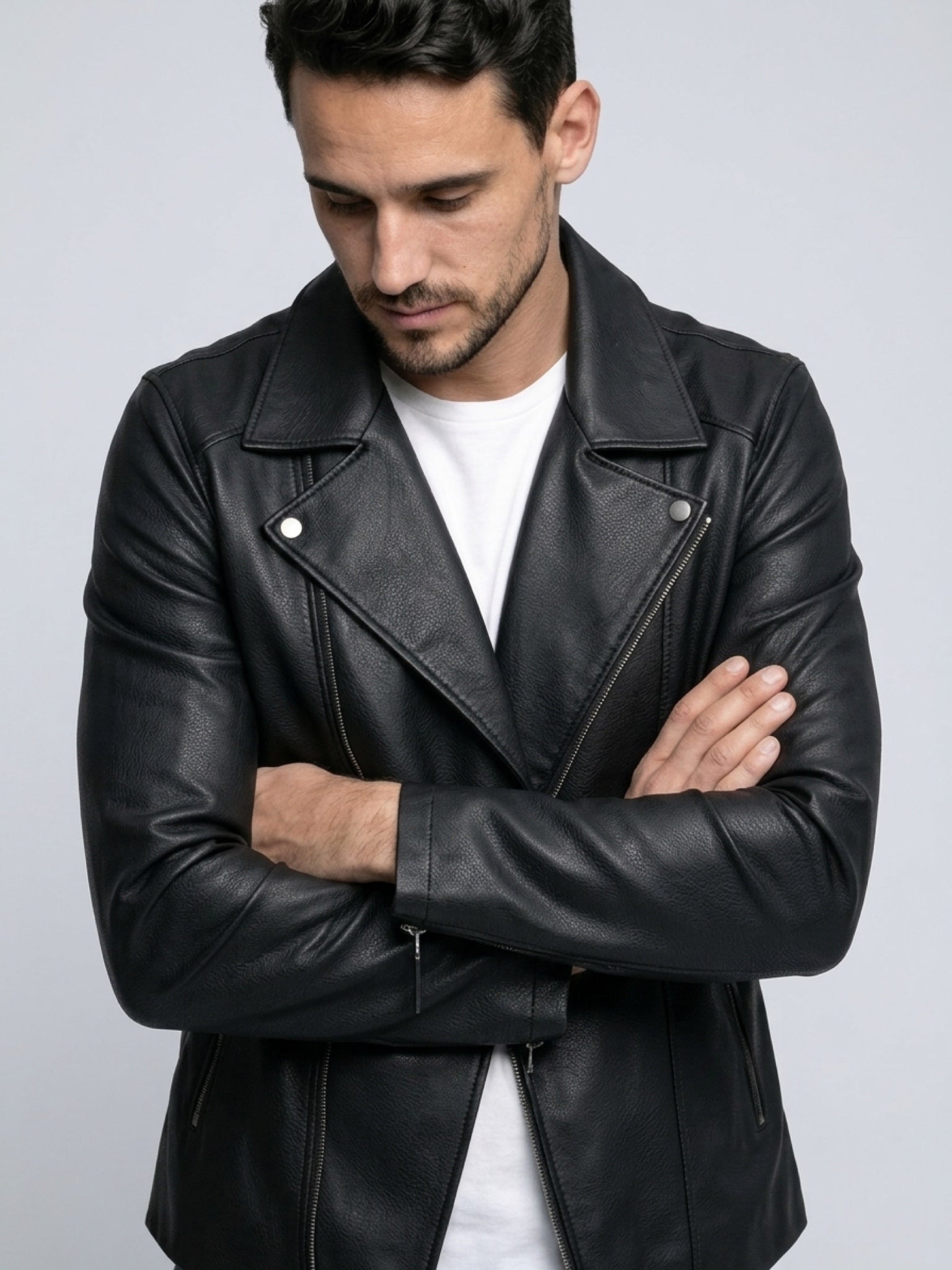 Men Biker Leather Jacket by Gabellii