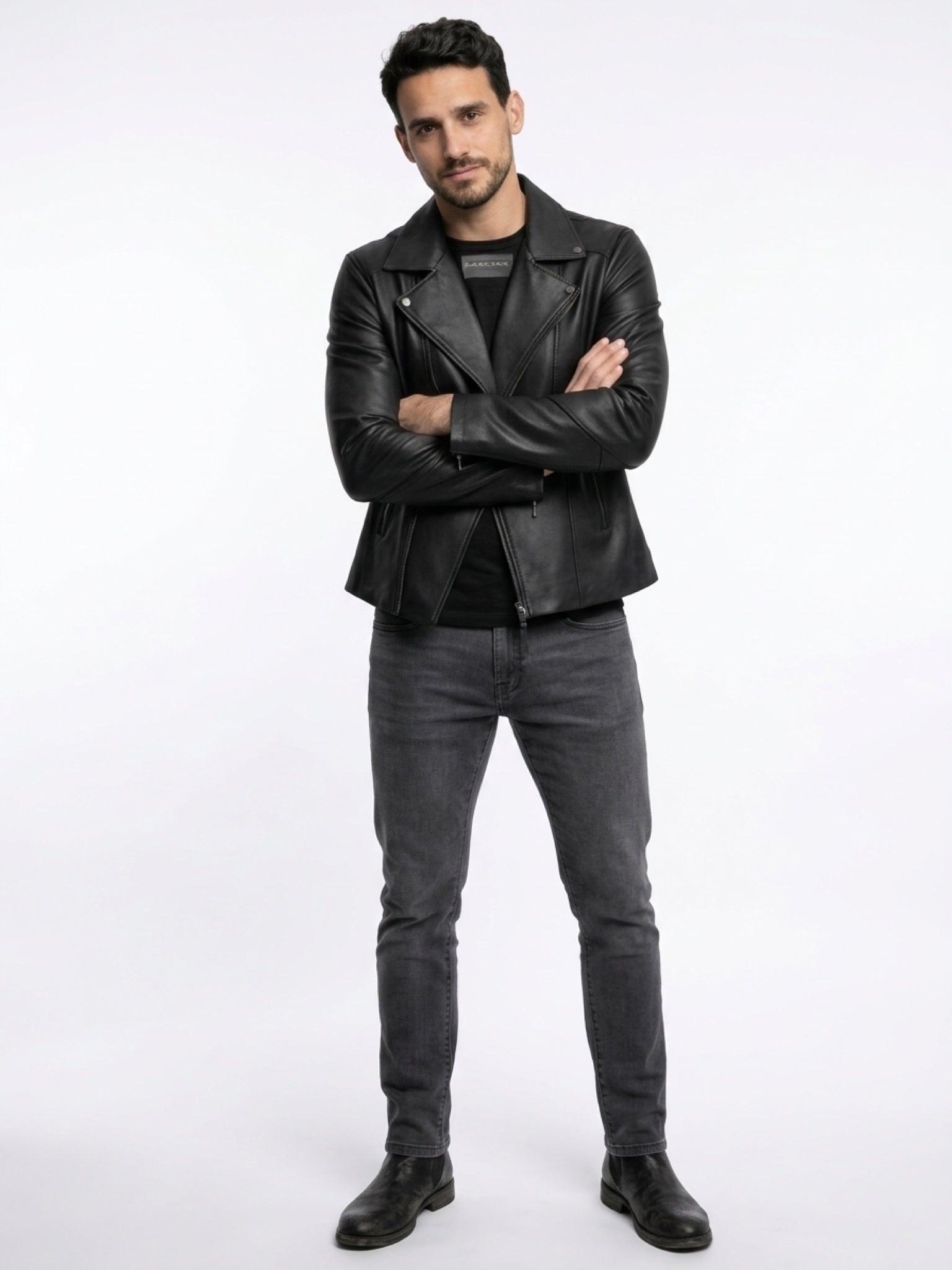 Men Biker Leather Jacket by Gabellii