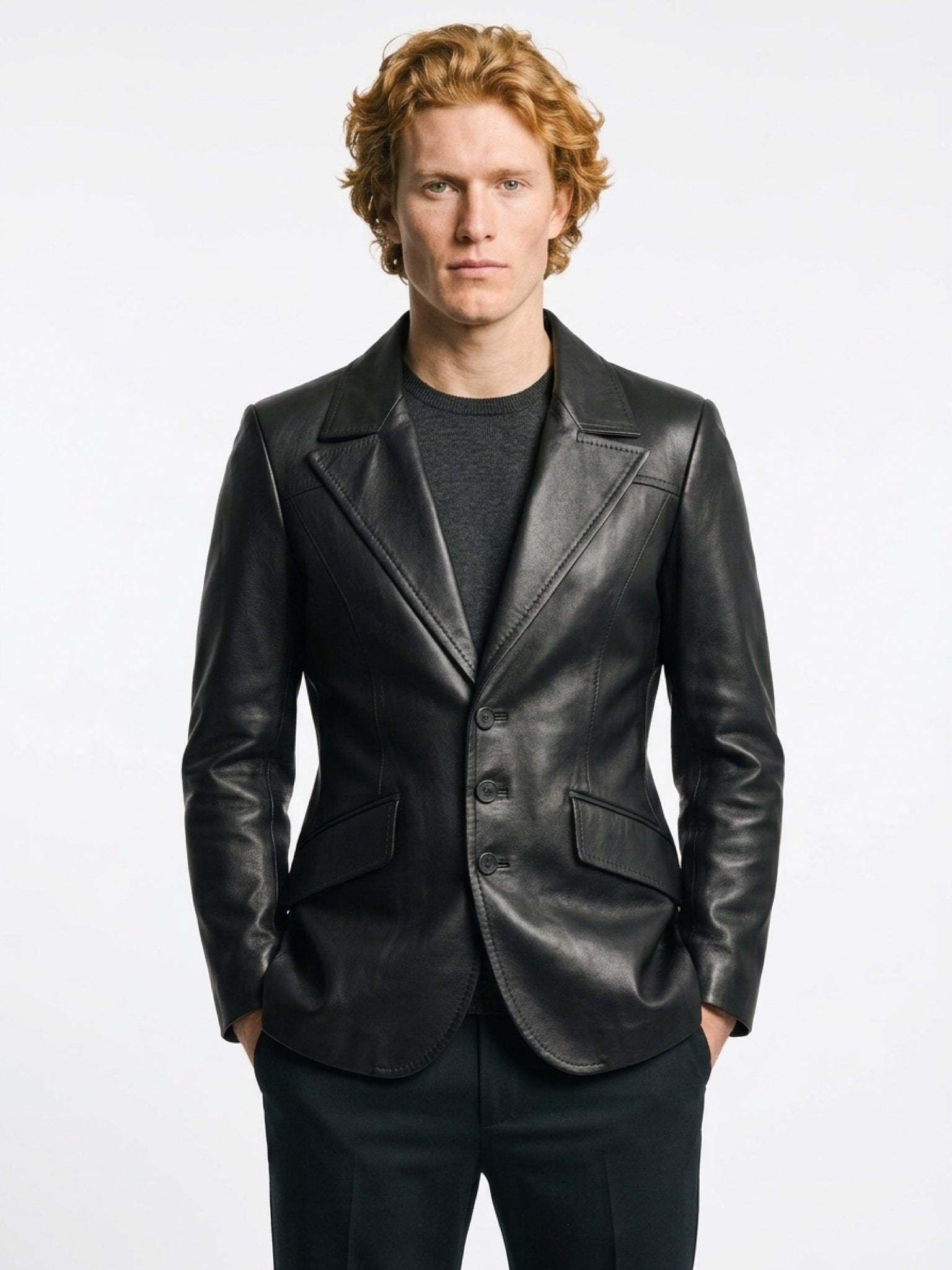 Men Leather Blazer by Gabellii