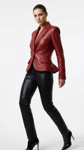 Chic Fitted Short Leather Jacket