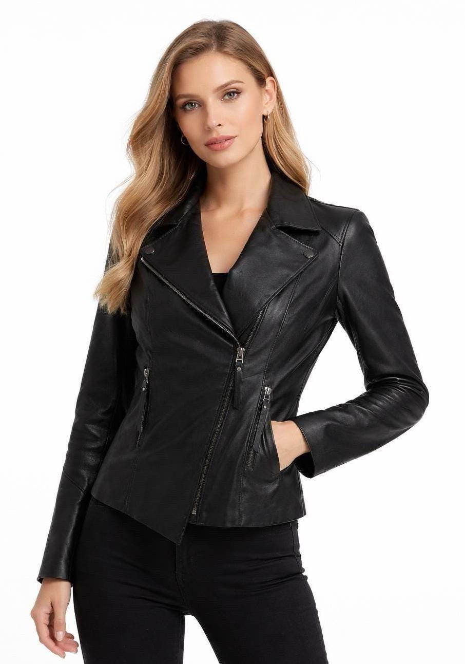 Sexy Leather Biker Jacket for Women
