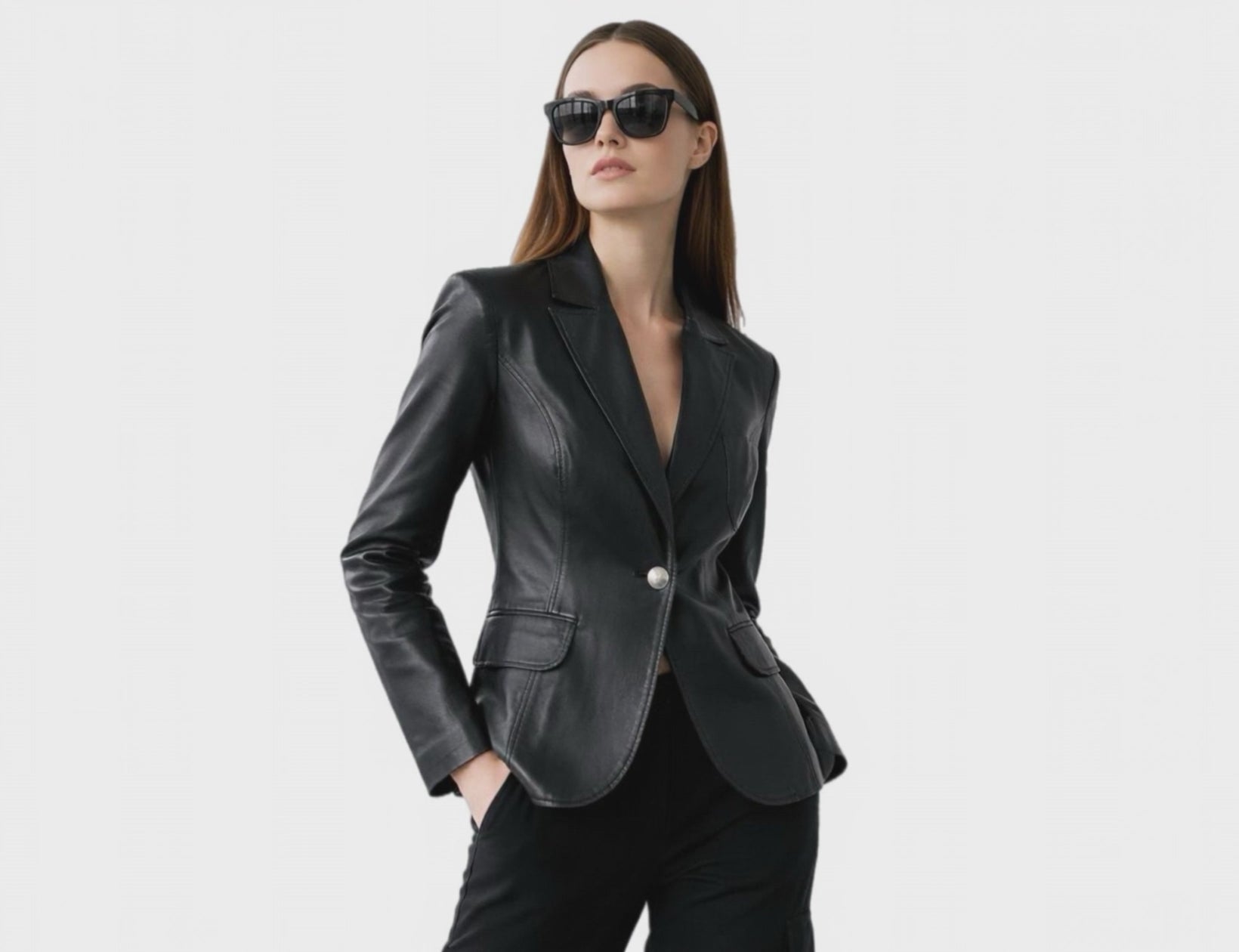 Black Leather Short Blazer