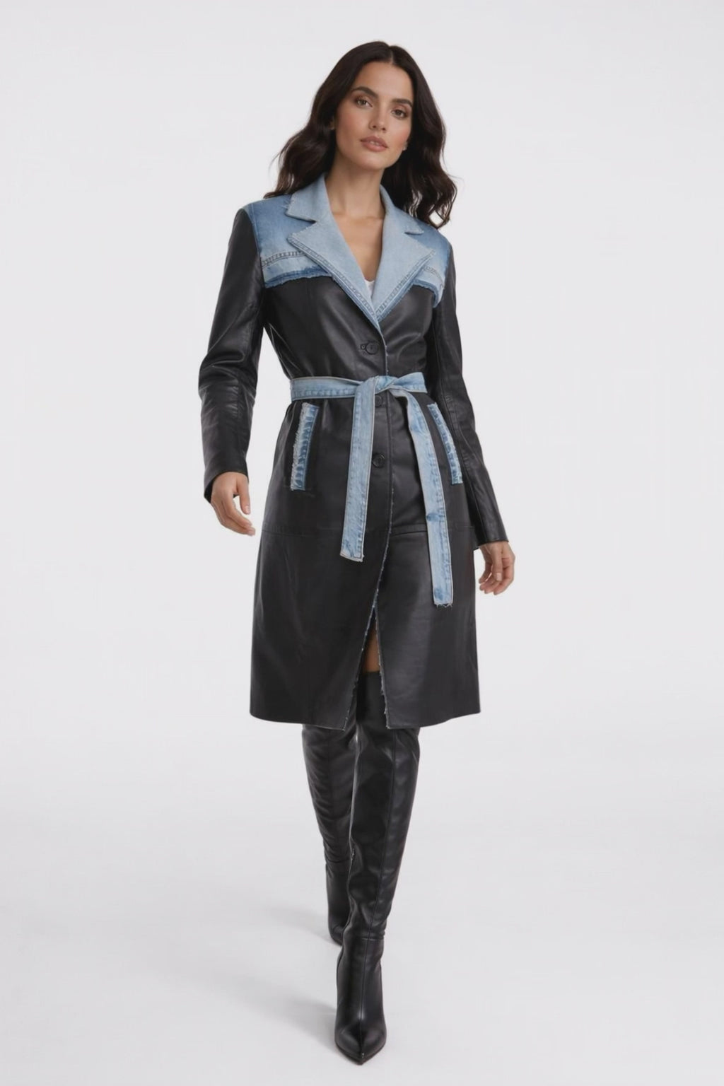 Luxury Vintage Leather long Jacket